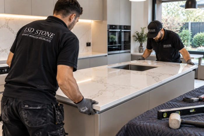Professional quartz worktop installation