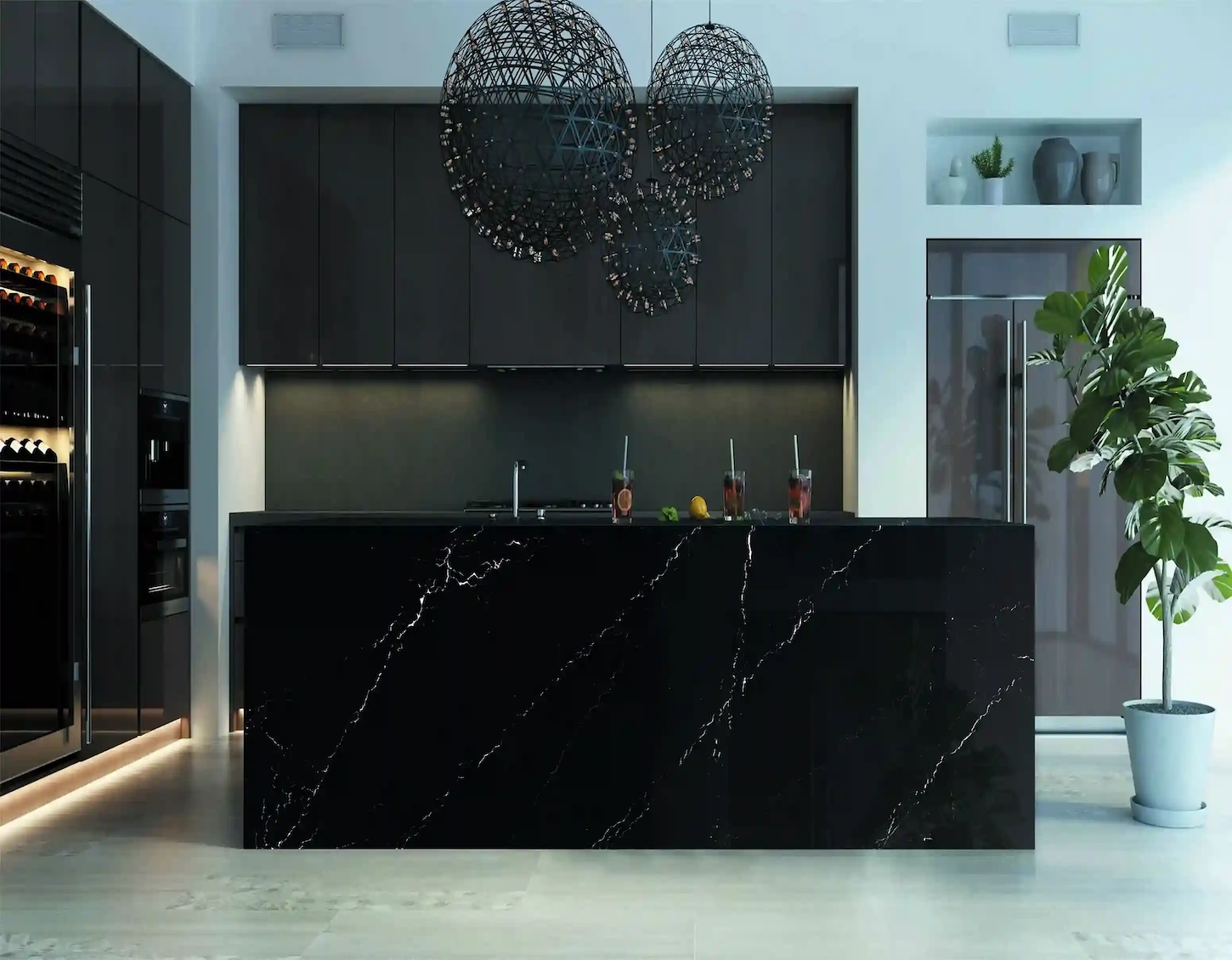 marquina shimmer kitchen