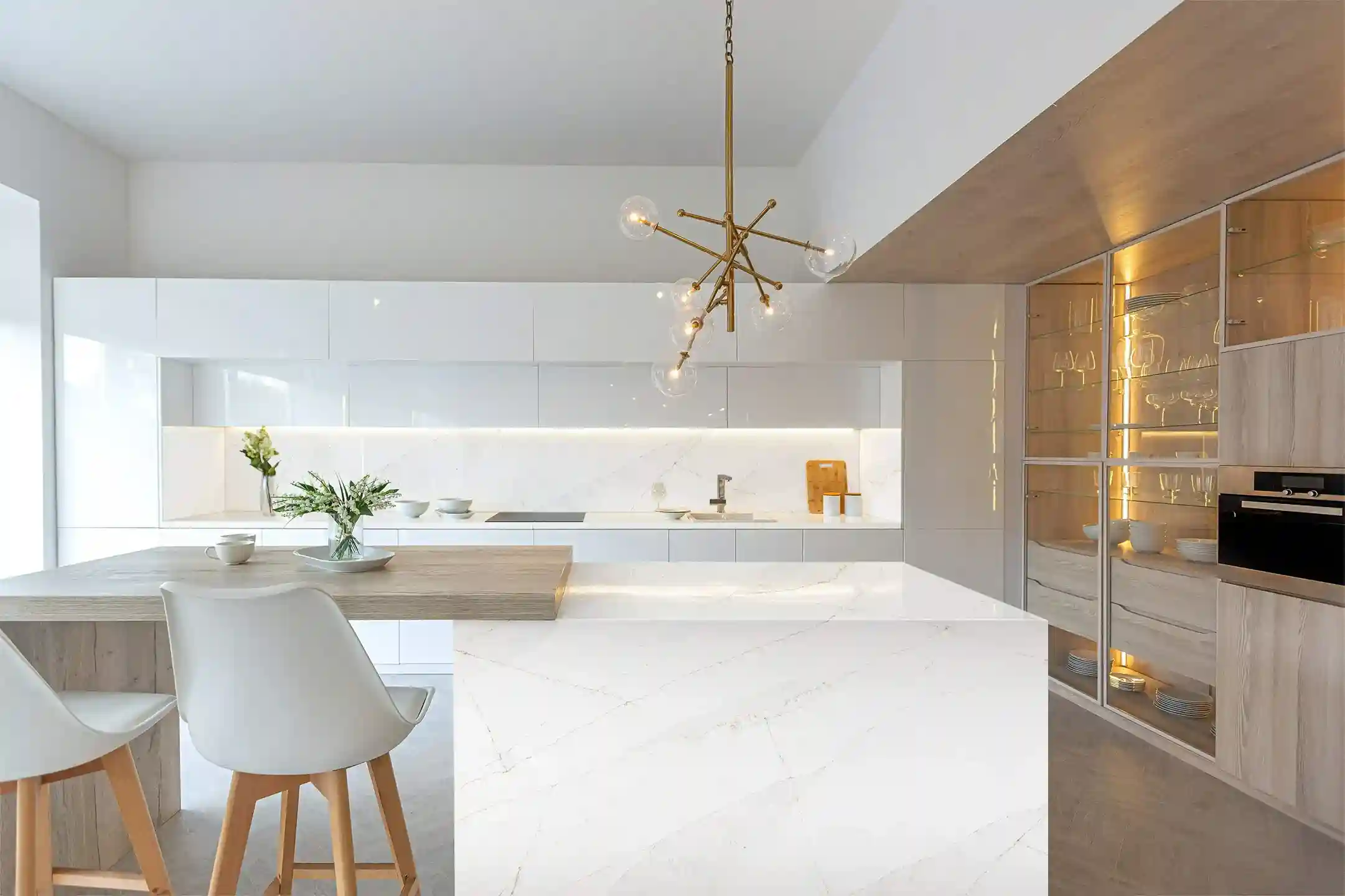 White marble kitchen worktop London — LSD Stone