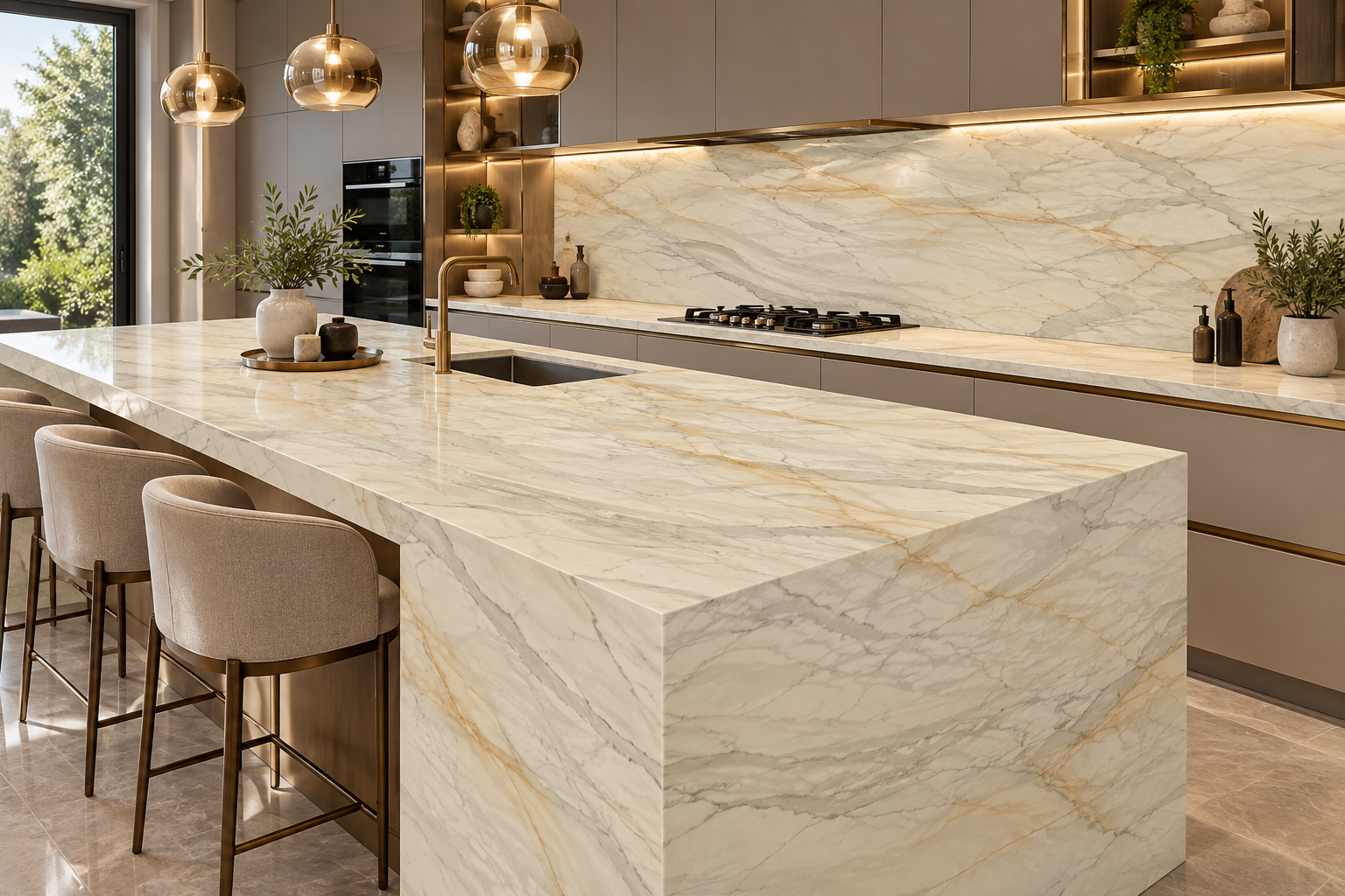 Image 1 of Calacatta Cremo Honed Marble