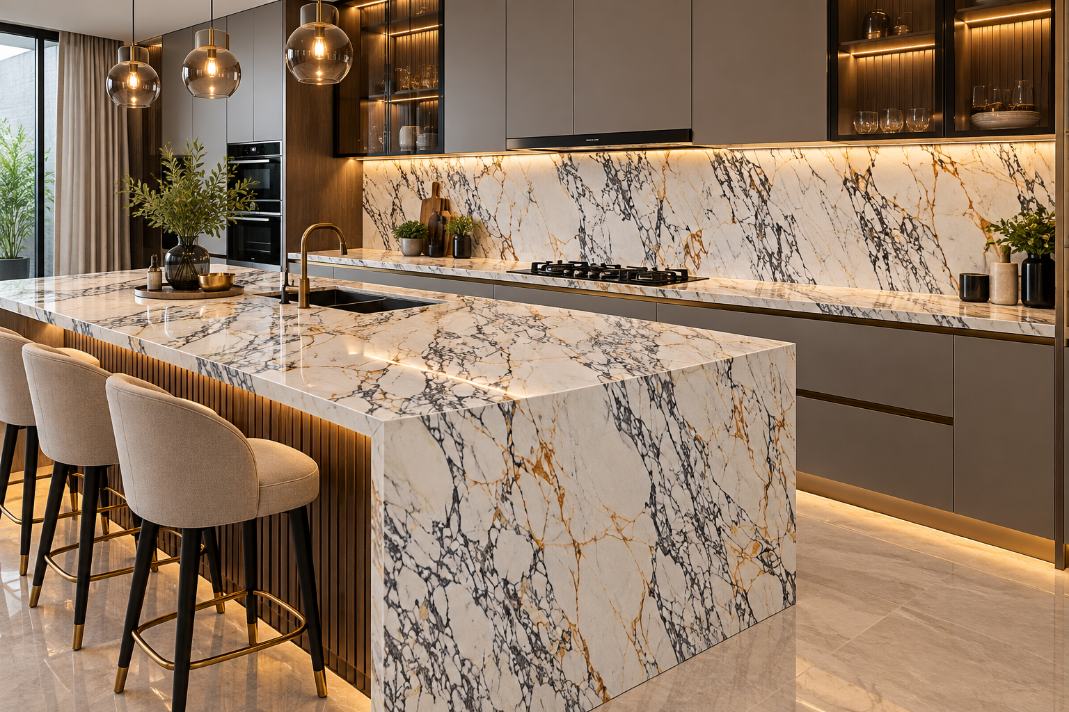 Image 1 of Arabescato Gold Porcelain
