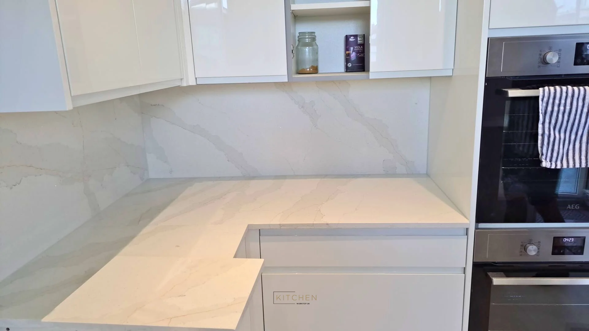Calacatta Gold kitchen worktop project in London