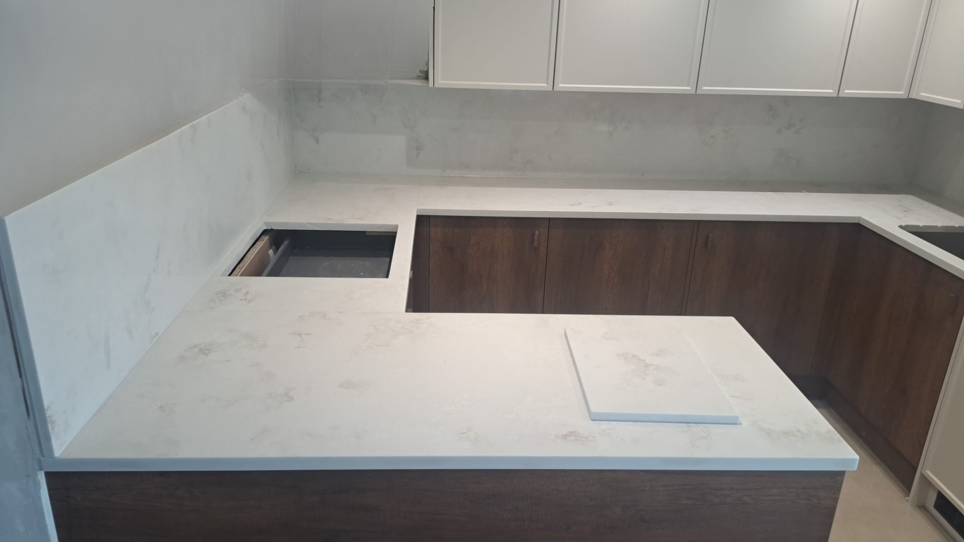 Ocean white kitchen worktop project in London