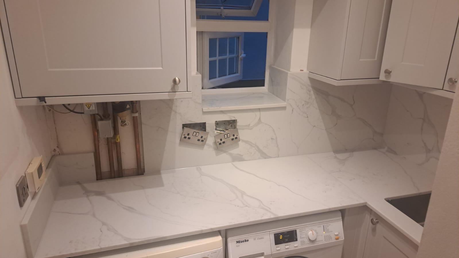 Alaska Bianca – Quartz Kitchen Worktop Installation