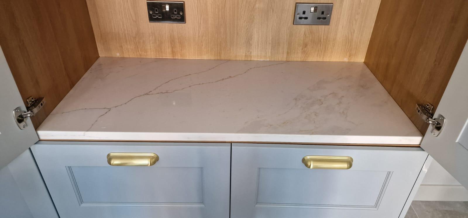 Miami gold kitchen worktop project in London